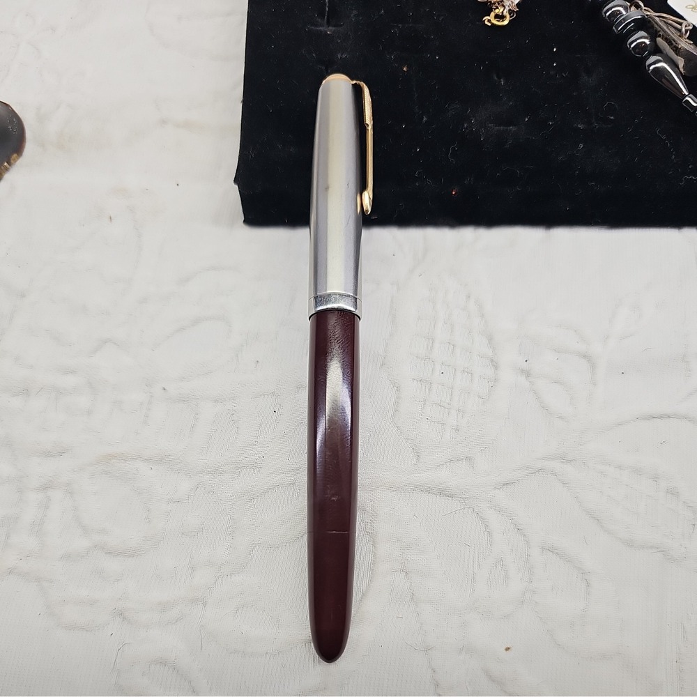 Rare Fountain Pen Parker 51 Vacumatic Blue Diamond in brown Resin & Gold Pl. - Picture 3 of 12